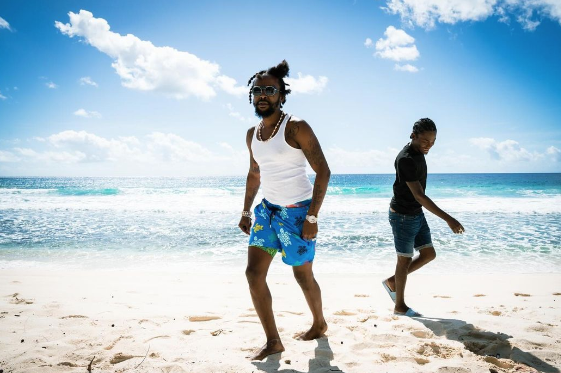 Popcaan Work Out Routine at The Beach